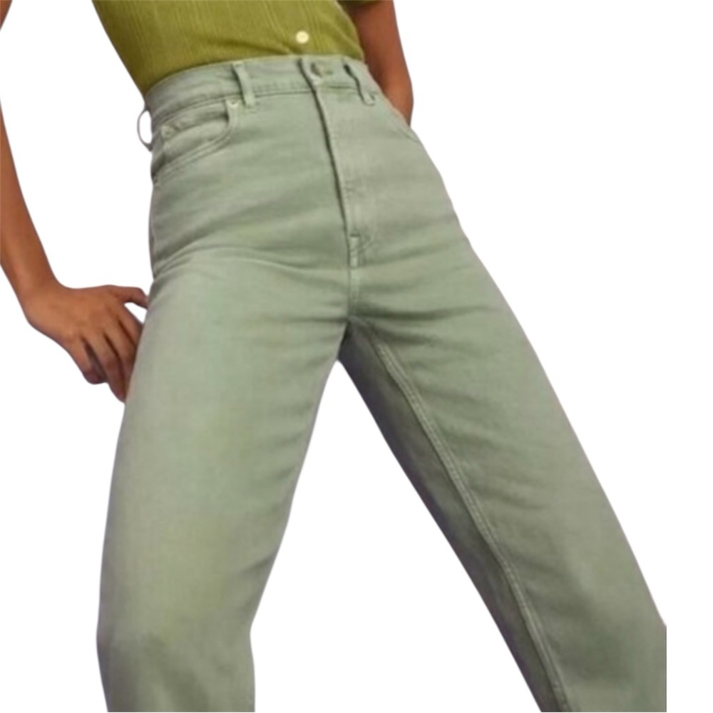 Everlane Way-High Slim Moss Green Jeans (short)